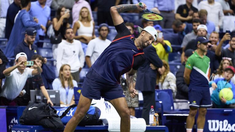 Nick Kyrgios racquets smash video, reaction, US view of loss to Karen Khachanov
