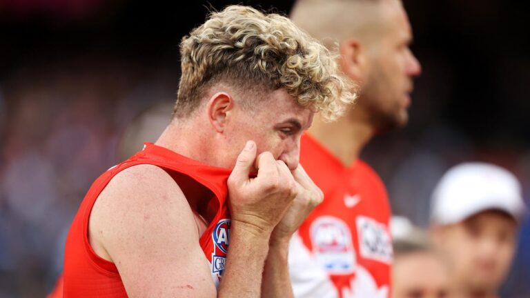 Chad Warner reaction, in tears, breakout season, Sydney Swans best player, loss to Geelong Cats
