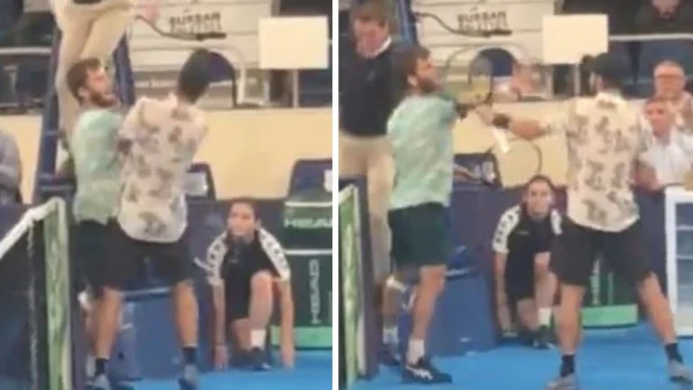 Ugly scenes as Corentin Moutet and Adrian Andreev fight at ATP Challenger Orleans, video